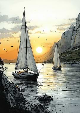 Sailboats at Sunset