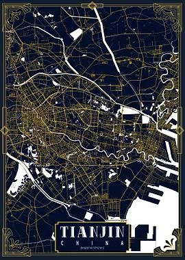 Tianjin City Map China Gold