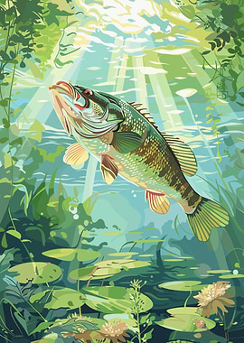 Bass in Underwater Scene