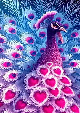 Peacock with Hearts