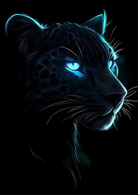 Black Panther with Glowing Eyes