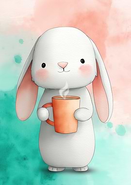 Cute Bunny with Coffee