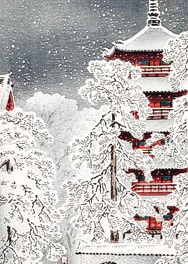 Snowy Japanese Pagoda