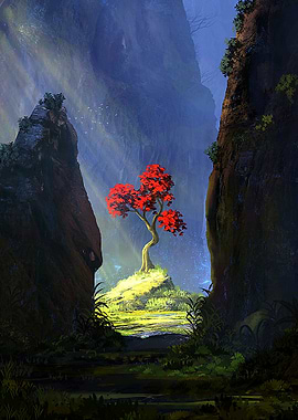 Red Tree in a Gorge