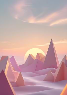 Geometric Sunset Landscape