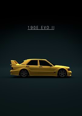 Yellow Mercedes-Benz 190E EVO II