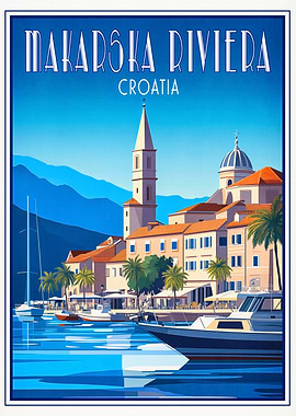 Makarska Riviera Croatia Vintage Poster