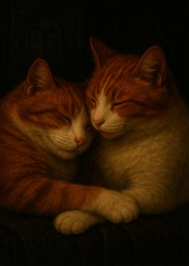 Mother and son cat love