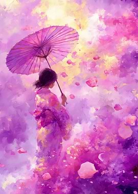 Woman in Kimono with Umbrella