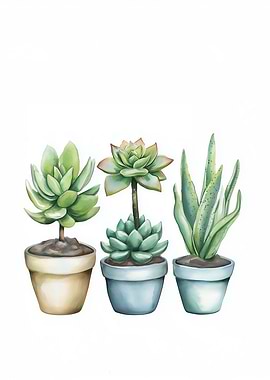 Succulent Plants Watercolor