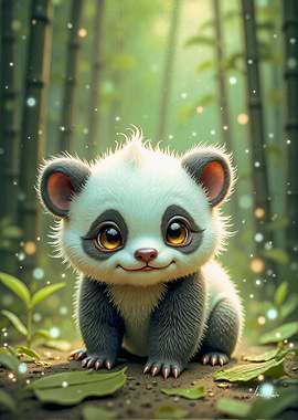 Cute Panda Cub in Forest