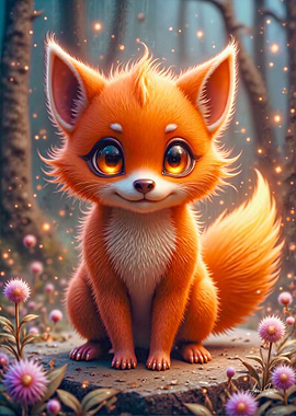 Cute Orange Fox in Forest