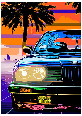 Retro Car Sunset