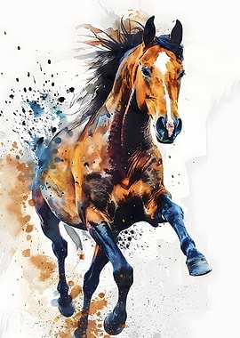 Running Horse Watercolor