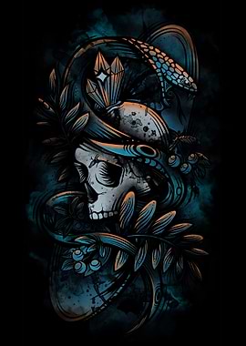 Skull and Snake Artwork