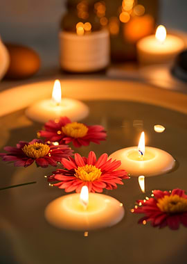 Spa floating Candles and Flowers
