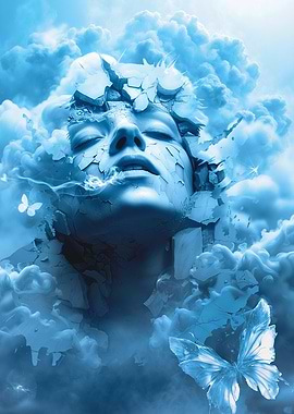 Woman Transforming into Clouds