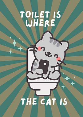 Cat on Toilet