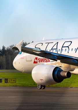 Swiss Airplane on Runway