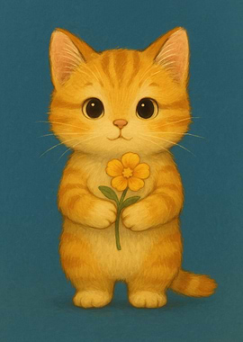 Cute Kitten with Flower
