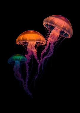 Three Jellyfish in the Dark