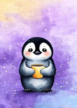 Cute Penguin with Coffee