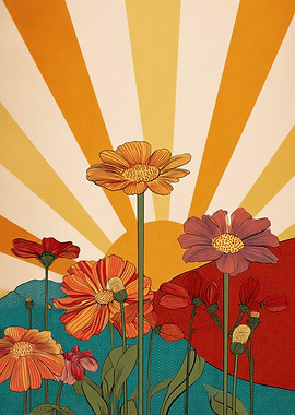 Retro Flower Sunrise