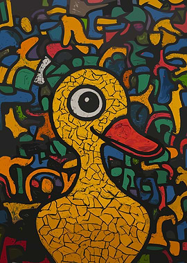 Pop Art Yellow Duck Doodle