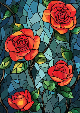 Stained Glass Roses