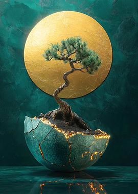 Bonsai Tree in Cracked Sphere