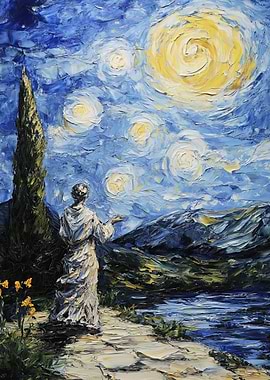 Starry Night with Figure