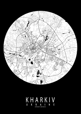 Kharkiv City Map Ukraine Full Moon