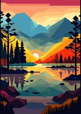 Sunset Mountain Lake