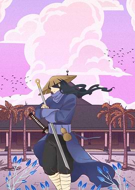 Shadow Ronin: Whispers of the Hidden Blade | Mysterious Anime Warrior Art Print for Displate