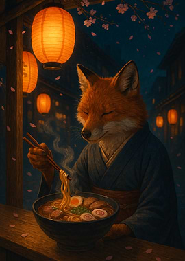 Ramen Fox at Midnight