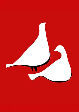 White Doves on Red