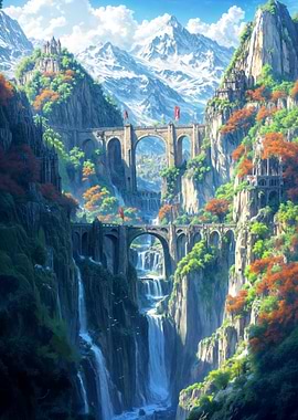 Fantasy Mountain Cityscape