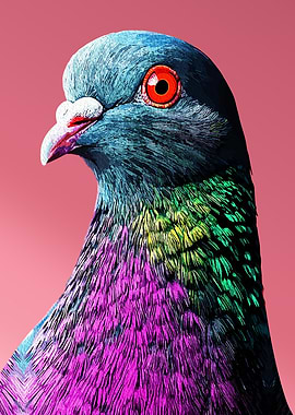 Colorful Pigeon Portrait
