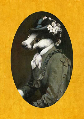 Victorian Lady Badger On Gold