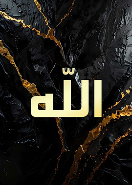 Gold Allah on Black Marble