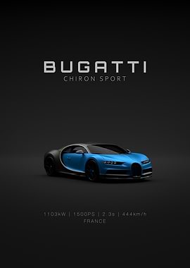 Bugatti Chiron Sport - Blue Front - Specs
