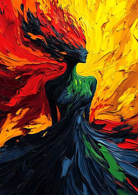Abstract Woman in Flames