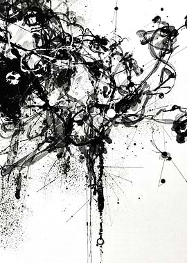 Abstract Black Ink Splatter