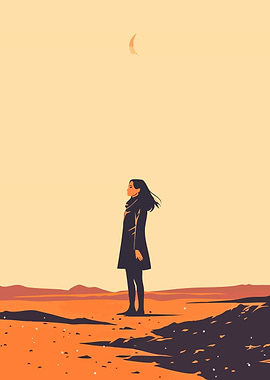 Woman on Mars Minimalist Art Illustration