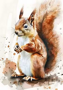 Red Squirrel Watercolor