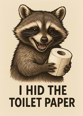 Raccoon Hiding Toilet Paper