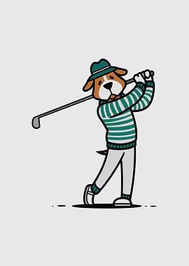Dog Golf Minimalist Green