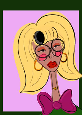 Woman With Glasses and curler in Hair, digital art