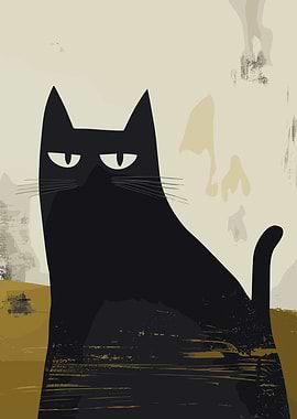 Minimal Black Cat Poster