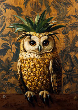 Pineapple Owl Painting